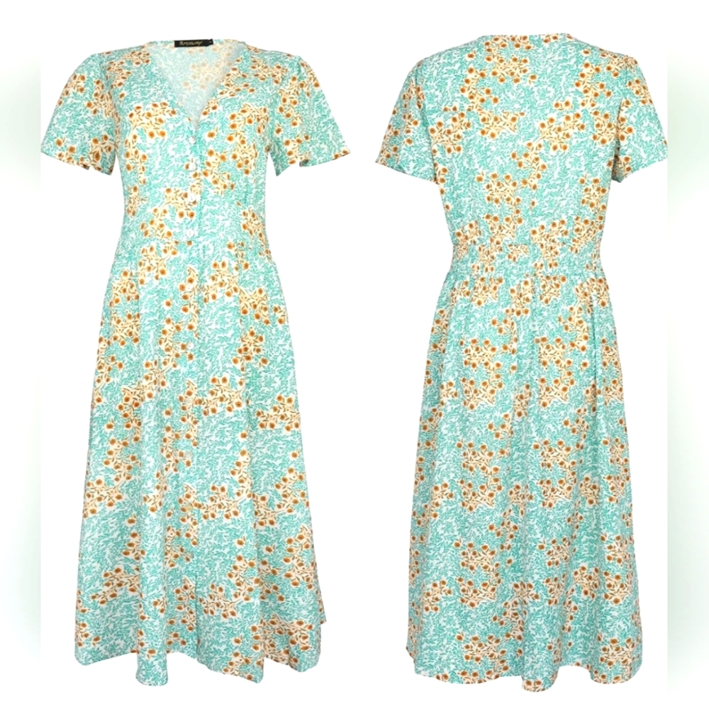 Floral Button Up Split Dress